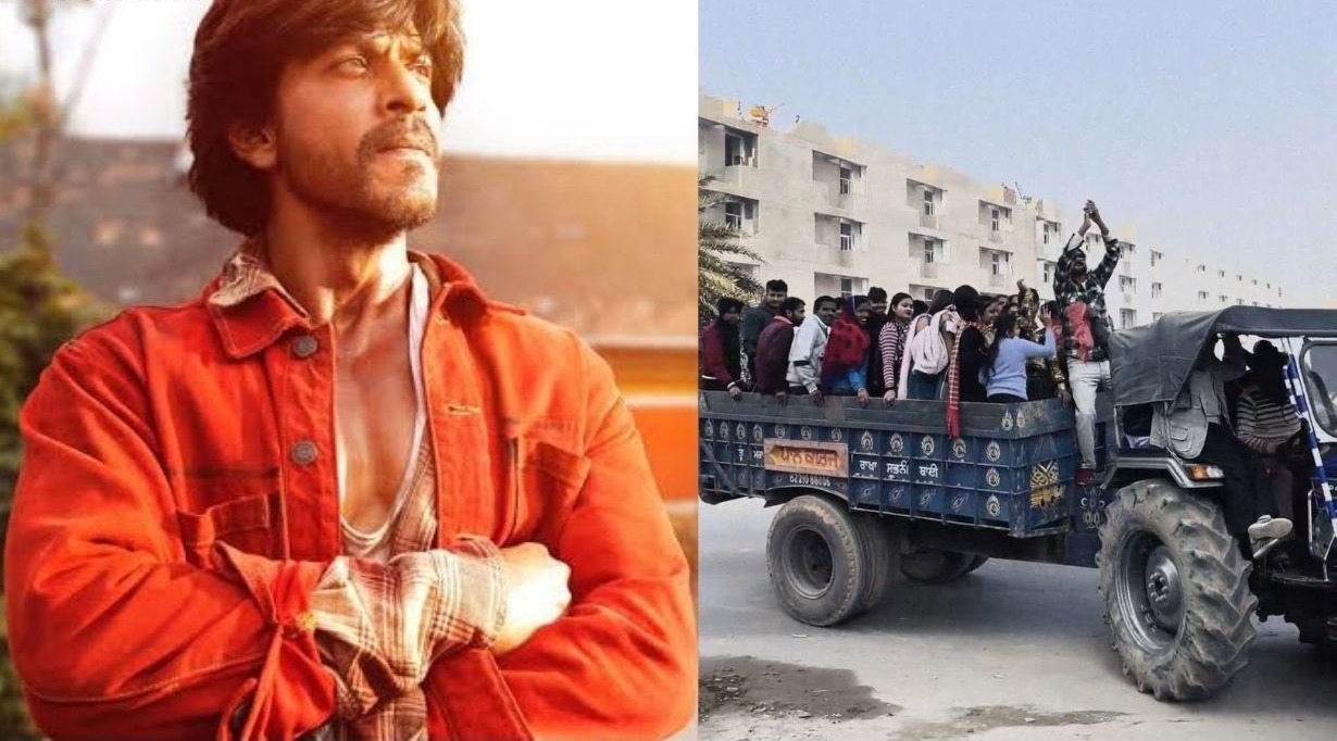 पंजाब में शाहरुख खान की 'डंकी' देखने  ट्रैक्टरों पर पहुंचे परिवार 
