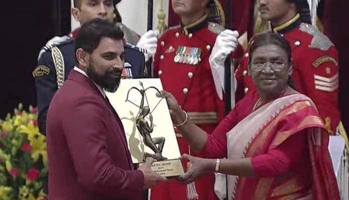  क्रिकेटर मोहम्मद शमी अर्जुन पुरस्कार से सम्मानित