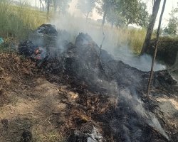 बस्ती: लालगंज में कुर्बान अली के बाग में भीषण आग, लाखों का सामान जलकर राख