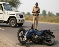 रुधौली में हादसा: तेज रफ्तार वाहन की टक्कर से दो गंभीर