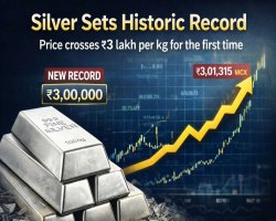 चांदी का ऐतिहासिक रिकॉर्ड: पहली बार ₹3 लाख प्रति किलो के पार, जानिए तेजी की वजह